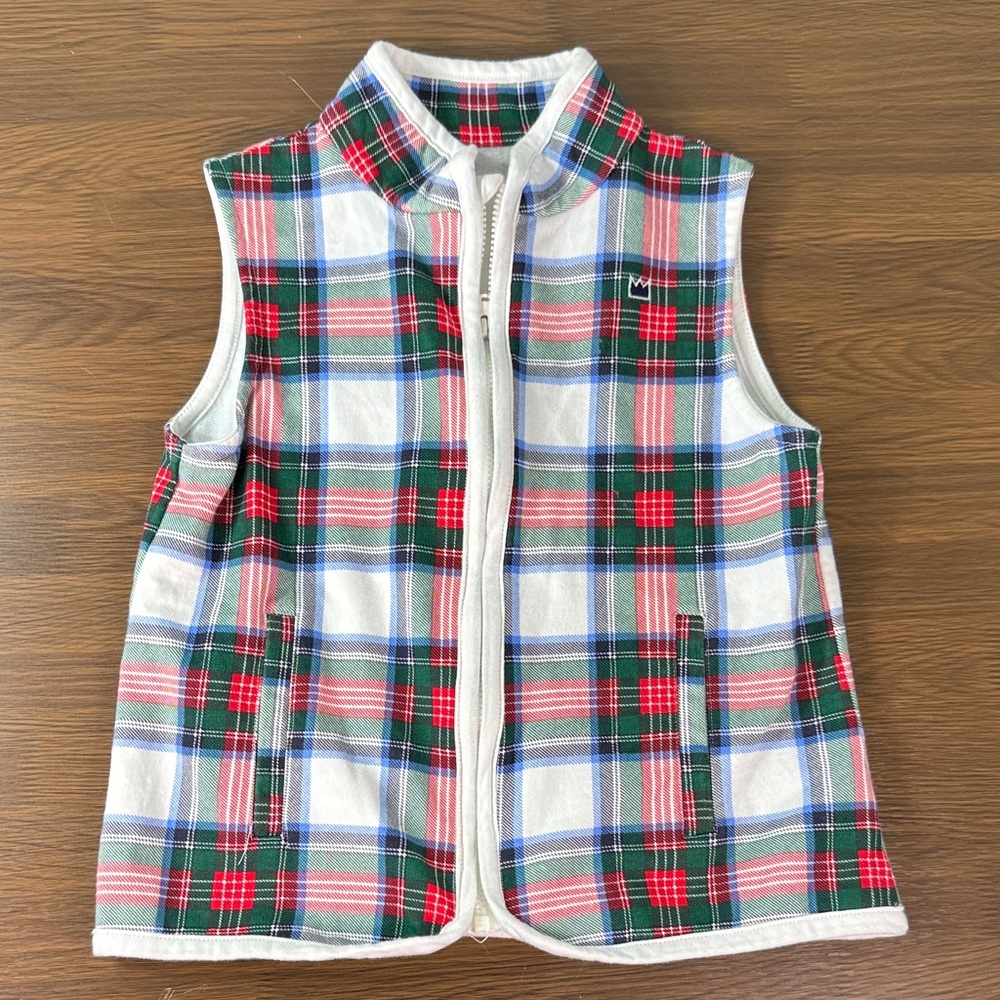 crown & ivy Plaid Kids Vest - Red, Green,‎ Blue, White